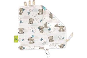 ‎TABALINO Tabalino® Schmusetuch - Schnuffeltuch Baby zum Kuscheln und Einschlafen, Größe etwa 28x28cm, Geschenk zur Geburt, Schnullertuch Junge & Mädchen, Kuscheltuch blau (Teddy)