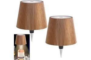 AIMARS Wireless Bottle Lamp, LED Wine Bottle Lamp, Rechargeable Touch Control Wireless Bottle Lampshade with 3 Color Temperatures, for Bedroom, Restaurant, Bar (Golden, 2-Pack)