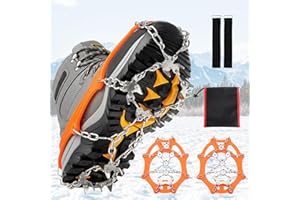 BWALIFFURY Ramponi per Scarponi, Ramponi da Ghiaccio per Scarponi, 24 Denti, 201 Copertura in Acciaio, 41-44, Portatile Ramponcini, per Donna e Uomo, trekking invernale,Camminare su Neve e Ghiaccio Campeggio