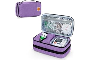 CURMIO Borsa Termica per Insulina, Borsa Viaggio Diabetici Doppio Strato, Astuccio Insulina con Sacchetti Staccabili per Penne Insulina e Forniture per Diabetici, Solo Borsa, Viola
