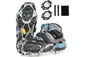 MILIWAN Ramponi da Ghiaccio per Scarponi 28 Denti Ramponi per Scarponi con Catene in Acciaio Inossidabile 201 per Camminare su Neve e Ghiaccio