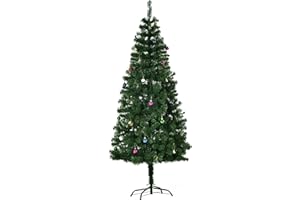HOMCOM Árbol de Navidad 180cm Artificial Pino con Adornos Decorativos 48 Pcs y Soporte Metálico Color Verde Árbol Realista para Decoración Navidad