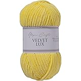 Utopia Crafts Velvet Lux - Filato di ciniglia super morbido per maglieria e uncinetto, 100 g - 110 m (giallo solare)