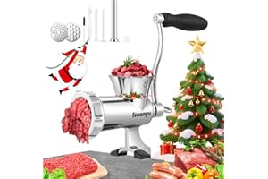 Huanyu Picadora de Carne Manual de Acero Inoxidable y Salchichera Apta para Lavavajillas Tamaño 8