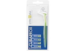 ‎CURAPROX Curaprox Interdentalbürsten CPS 011 prime plus, grün, 1.1 mm Durchmesser, 5 mm Wirksamkeit, Set mit 5 Zahnzwischenraum-Bürsten CPS prime 011 und Halter UHS 451