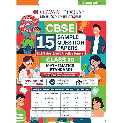 Oswaal CBSE 15 Sample Question Papers Class 10 Mathematics Standard for 2026 Board Exam (As per CBSE Sample Question Paper is