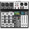 Depusheng Mixeur audio professionnel à 5 canaux, système de console de carte son avec entrée USB Bluetooth MP3, 256 effets DSP, écran LED, alimentation fantôme 48 V pour podcast, streaming, karaoké