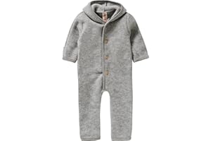 Engel Dziecięcy kombinezon z kapturem, wełniany, jasnoszary melanż, 50-56