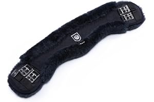 CHRIST Sangle de Selle en Peau de Mouton de Werner Sangle de Dressage Anatomique en Forme de Croissant concave, Fourrure de Mouton Naturelle, Brun/Anthracite, 40,45,50,55,60,65,70,75,80,85,90 cm