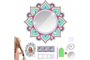Starvortex 5D Diamond Painting Mirror Kit, Décoration en Cristal pour Loisir Creatif Enfant, Mandala DIY Miroir Maquillage, Activité Manuelle Enfant, Kit Creatif pour Cadeau Fille (Style B)