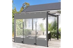 PXZYBD Pergola Panneau De Bâche Transparente,Extérieur Rideau De Bâche Claire Imperméable,Avec Fermeture Éclair,Rideau De Pluie,Bâche Étanche Pvc,Avec Œillets,Personnalisable,W×H-3.7×2.1m(12.1*6.9ft)