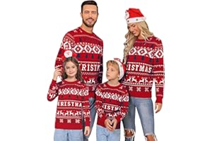 Migcaput Maglione Natalizio Donna Uomo Bambini Maglione di Natale Famiglia Girocollo Maglione a Maglia Christmas Inverno Renna Unisex Maglione Natalizio