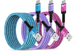 HITTID Cavo USB C, [3Pezzi/1.8M+0.9M+0.9M] Cavo USB Type-C Ricarica Rapida Cavetto USB Cellulare C Cavi Nylon Cavo Tipo C Caricabatterie per Samsung Galaxy S24 S23 S22 S21 S20 A15 A16 A55 A54 A53, iPhone 16