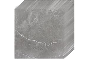 CYEER 40 PCS Vinyl Floor Tiles Self Adhesive, 30x30cm Grey Peel and Stick Grey Self Adhesive Floor Tiles Marble Effect, Waterproof Sticky Vinyl Flooring Tile Stick on for Bathroom Kitchen Living Room