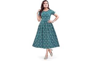 Mom&Bae Women's Printed Flared Maternity Dresses, Feeding Kurti with Zip