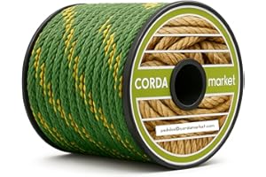 CORDAMARKET Cuerda Driza Poliéster Alta Tenacidad, Cuerda Náutica de Alta Resistencia para Náutica Camping y Decoración, Amarillo/Verde, 10 mm × 25 m