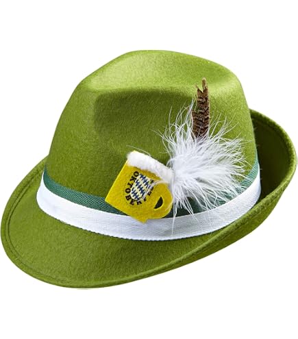 Cappello Bavarese Oktoberfest Con Piuma – Copricapo Tirolese In Feltro Per Uomini E Donne