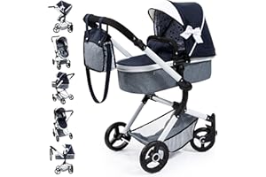 Bayer Design 18481AB Landau pour Poupée Neo Vario avec Sac, Convertible en Poussette Canne, Pliable, réglable, Reversible