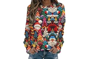 GENERIC Christmas Jumpers for Women UK 2025 Ugly Xmas Jumper Autumn Winter Sweatshirts Ladies Tunic Tops Long Sleeve Shirts Sweaters Trendy Fall Oversized Outfits Elegant Funny Fashion Hoodies Clothing