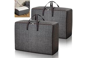 Euschematin Duvet Storage Bag,2 PCS Large Storage Bags with Zips,Oxford Fabric Organizer Bag,Transport Bag,Travel Bag,Breathable Underbed Storage Bags for Bedding,Clothes,Duvets,Pillows,Quilt (2*60L)