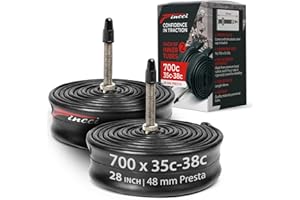 Fincci Camera d'aria 700x32cx35cx38c - Coppia Camere daria bici corsa 28-29 per Bici elettrica, Ciclo Gara Strada Corsa Bicicletta, Valvola Interna Presta 48mm - Confezione da 2 Accessori 622