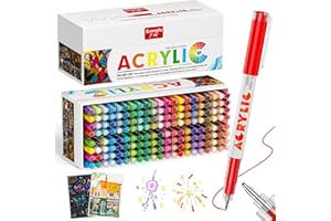 Sonlaryin 168 Couleurs Feutre Acrylique, Marqueur Peinture Acrylique à pointe dure de 1 mm Pour Papier, Verre, Métal, Céramique, Plastique, Textile, Parfait pour les cartes d'Halloween et de Noël