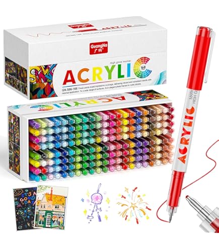 GuangNa – Ensemble De Marqueurs Acryliques, 72/100/120/168 Couleurs, Stylos à Brosse, Tissu, Peinture Sur Roche, Pierre, Céramique, Verre, Toile, Fourniture D'art En Bois