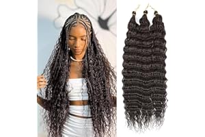 MLETULIPS Ocean Wave Crochet Hair Extensions Deep Wave Braiding Crochet Hair Soft Synthetic Curly Braiding Crochet Hair for Black Women (4#, 18 inch (pack of 3）)