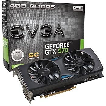 EVGA 04G-P4-2974-KR NVIDIA GTX 970 SC ACX COOLING 2.0 1165MHz (Boost 1317MHz) 7010MHz 4GB GDDR5 256-bit DVI-I DVI-D HDMI DP PCI-E GRAPHICS CARD - (Components > Video Graphics Cards)