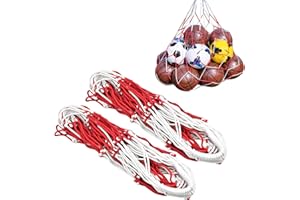 Cozlly 2PCS Basketball Net Bags, Basketball Storage Bag, Nylon Mesh Ball Bag, Exercise Ball Carry Bag, Thickened Mesh Storage Bag for Volleyball Soccer Football, Holding 10-15 Balls for Each