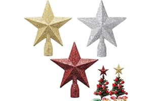 Sibba Czubek choinkowy, 3 sztuki, dekoracyjny pentagram, dekoracja świąteczna, z błyszczącymi gwiazdami, dekoracja sezonowa, błyszczący uchwyt, dożynki, dekoracja domu, świąteczna atmosfera