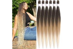 Xusuperb 30 Zoll Lang Vorgedehntes Flechthaar Ombre Blond Braiding Haare Pre Stretched Easy Braids Extensions 6 Packs Kanekalon Kunsthaar zum Einflechten Knotless Zöpfe Haarverlängerungen(T1B/27/613#)