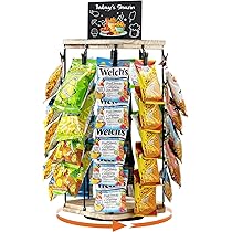 2-Tier Metal Chip Rack Display Stand - Black Countertop Snack Organizer For Bag Chips, Party, Store, Office