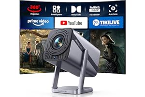 ‎IWIMIUS Mini Beamer 4K [Kompatibel mit Netflix|Dolby Audio] 600ANSI Smart Beamer Full HD 1080P Auto Fokus Auto Vertikale Trapezkorrektur 360° Drehbar WiFi6 Bluetooth Kurzdistanz Projektor für Home Outdoor