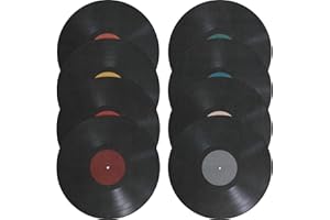 HOMSFOU 8pcs Blank Records Stickers, Vintage Records Wall Decor Art Aesthetic Pictures Dorm Room Wall Records for Rock and Roll Music Party