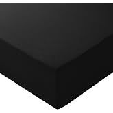 Amazon Basics Fitted Sheet, 90 x 200 x 30 cm, Polyester Microfibre, Black