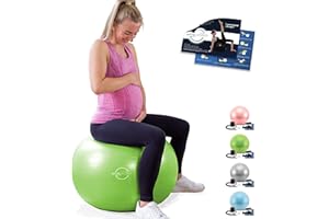 ‎VITALWORXX VITALWORXX Gymnastikball für Schwangere, extrem stabil, Sitzball Yogaball Pezziball mit Pumpe, mit Übungen für Schwangerschaft, Geburt, Gesundheit,
