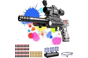 SK MISS Toy Guns for Boys, Red Graffiti Plastic Toy Pistol Blaster with Accessories, Kids Educational Outdoor Game, Birthday Gift for Children Girls 9+ Years Old