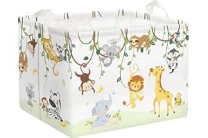 Clastyle Cestos Almacenaje Infantil Animal Enredadera Cesta Ropa Sucia Plegable para Habitación Infantil Dormitorio Cajas de Almacenaje Juguetes para Chico Chica, León Jirafa Elefante, 40*30*30 cm