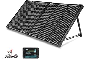 Renogy Pannello portatile da 100 Watt, 12 Volt, con caricatore impermeabile da 20 A, pieghevole, valigia solare da 100 W con cavalletto regolabile per centrale elettrica, pannello-20A, nero
