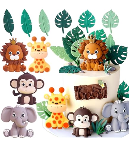 Topper Per Torta Con Animali Safari Tema Giungla Con Leone - Foto 10