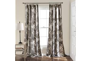 Lush Decor Botanical Garden Window Panel Set, 84" x 52", Gray
