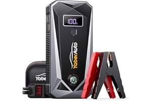 YaberAuto Arrancador de Coches,21800mAh 2500A Arrancador de Baterias de Coche (para Todo Gasolina o 7,0L Diesel),con Dos Salidas USB,Linterna LED