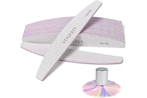 Nagelfeilen 100 180, Venares 10 Stück Nagelfeile 100/180 mit Bürste, Profi Nagelfeilen 100/180 Doppelseitige Nagelfeilen für Gelnägel 100/180, Nagelfeile Trapez 100 180 Waschbar und Wiederverwendbar