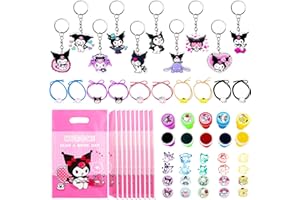 Clvsyh 40 Piezas Regalos de Cumpleaños para Niños, llaveros de KT Cat, Cartoon Bolsa de Caramelos, Sellos de Juguete, Cartoon Hair Ties, Suministro de Fiesta de Cumpleaños