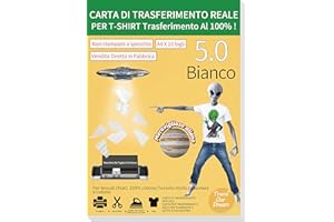 TransOurDream Carta di trasferimento per stampanti a Getto d'inchiostro,Carta termoadesiva per Tessuti Chiari,Non Stampa a Specchio, Fogli DIN A4X10, Carta per Magliette Chiare (I-2-5.0-10)