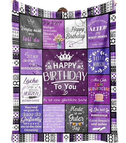Wisegem Geburtstagsdecke Für Frauen – 152,4 X 127 Cm, Bedruckt, Weiches Fleece, Personalisierbares Geschenk