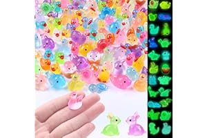 DIYDEC 130 Stück Mini Harz Tiere, Mini Leuchtende Figuren Bunte Kleine Tierfiguren Winzige Tiere Leuchtend für Dekoration von Miniatur-Landschaftsgärten, Bonsai, Fischbecken und Aquarien