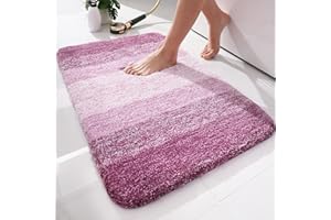 Homaxy Miękki dywanik łazienkowy, antypoślizgowa, nadająca się do prania mata łazienkowa, puszysty, chłonny dywanik z wysokim runem, z mikrofibry, pod wannę lub prysznic, 50 x 80 cm (fioletowy)