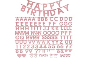 SUNBEAUTY Personalised Banner Customizable Letters Symbols Banner DIY Welcome Banner Letter Banner Pink Gold For Christmas Birthday Wedding Valentine's Day Baby Showers Photo Props Party Decor